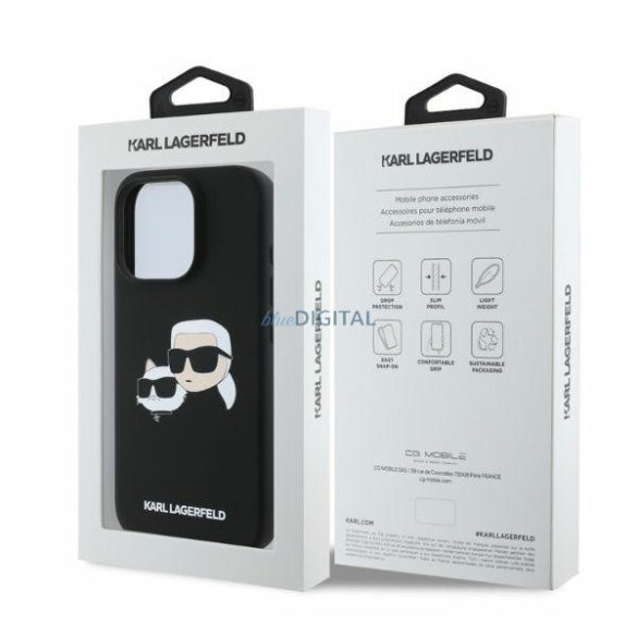 Karl Lagerfeld KLHMP16XSKCHPPLK Silicone Double Heads Print MagSafe keménytok iPhone 16 Pro Max - fekete