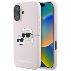   Karl Lagerfeld KLHMP16SSKCHPPLP Silicone Double Heads Print MagSafe keménytok iPhone 16 - rózsaszín