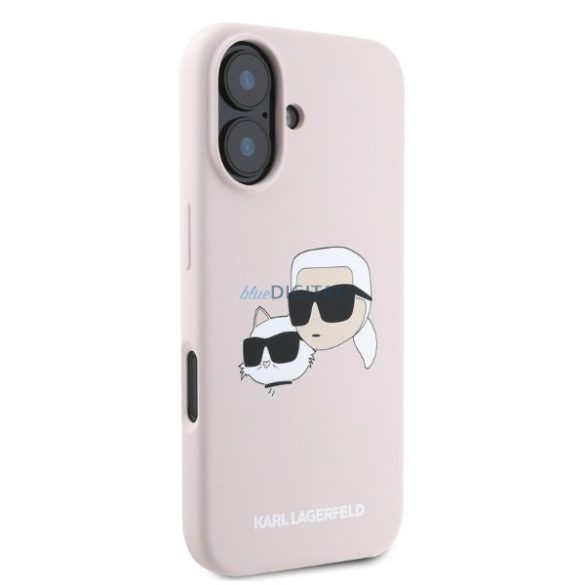 Karl Lagerfeld KLHMP16SSKCHPPLP Silicone Double Heads Print MagSafe keménytok iPhone 16 - rózsaszín