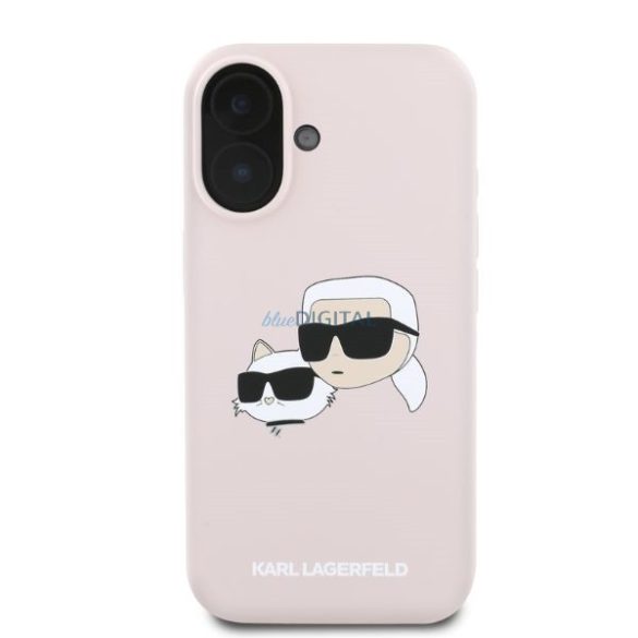 Karl Lagerfeld KLHMP16SSKCHPPLP Silicone Double Heads Print MagSafe keménytok iPhone 16 - rózsaszín