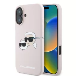   Karl Lagerfeld KLHMP16MSKCHPPLP Silicone Double Heads Print MagSafe keménytok iPhone 16 Plus - rózsaszín