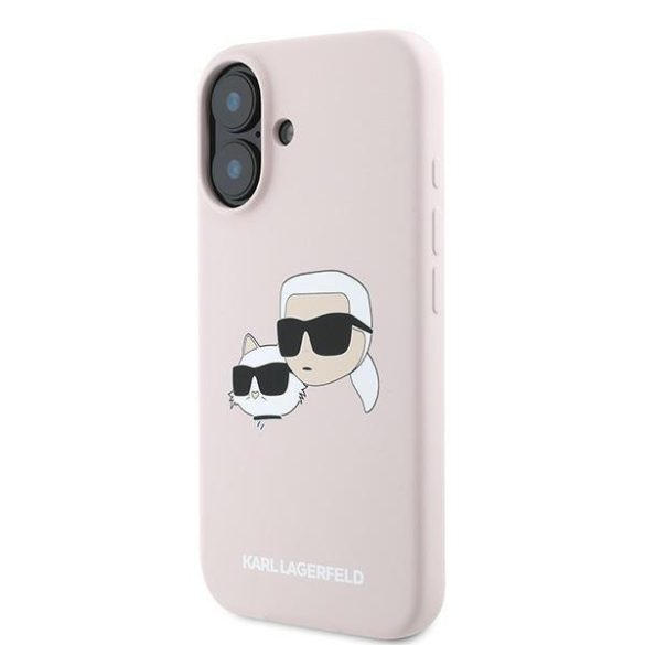 Karl Lagerfeld KLHMP16MSKCHPPLP Silicone Double Heads Print MagSafe keménytok iPhone 16 Plus - rózsaszín