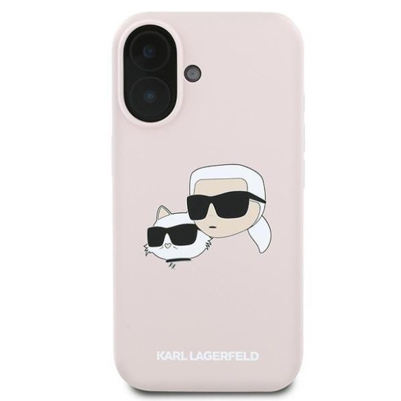 Karl Lagerfeld KLHMP16MSKCHPPLP Silicone Double Heads Print MagSafe keménytok iPhone 16 Plus - rózsaszín