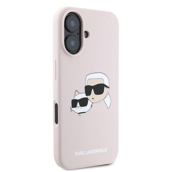 Karl Lagerfeld KLHMP16MSKCHPPLP Silicone Double Heads Print MagSafe keménytok iPhone 16 Plus - rózsaszín