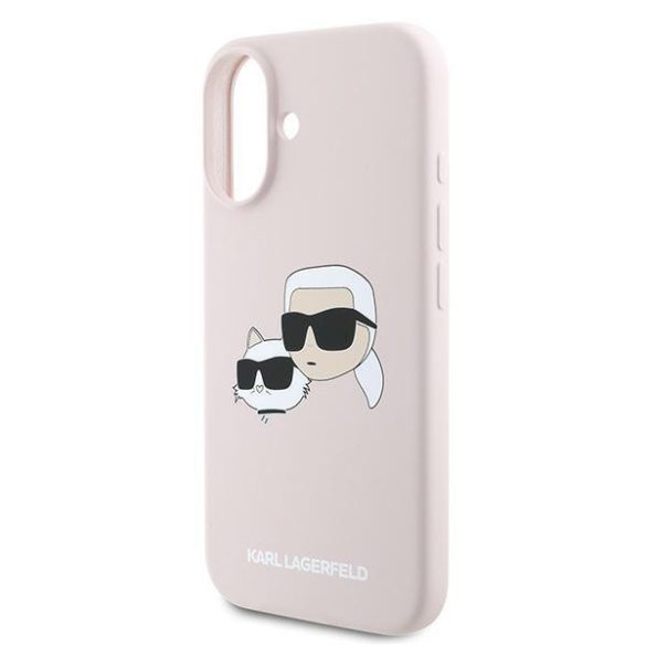 Karl Lagerfeld KLHMP16MSKCHPPLP Silicone Double Heads Print MagSafe keménytok iPhone 16 Plus - rózsaszín