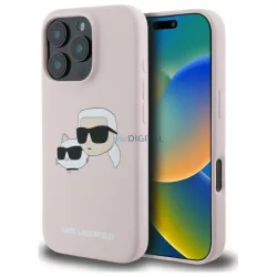   Karl Lagerfeld KLHMP16LSKCHPPLP Silicone Double Heads Print MagSafe keménytok iPhone 16 Pro - rózsaszín