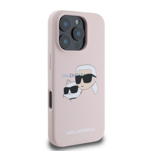 Karl Lagerfeld KLHMP16XSKCHPPLP Silicone Double Heads Print MagSafe keménytok iPhone 16 Pro Max - rózsaszín