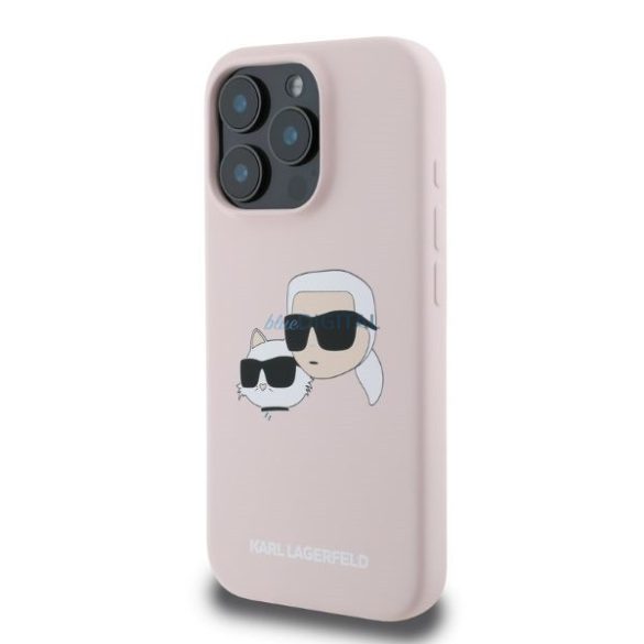 Karl Lagerfeld KLHMP16XSKCHPPLP Silicone Double Heads Print MagSafe keménytok iPhone 16 Pro Max - rózsaszín