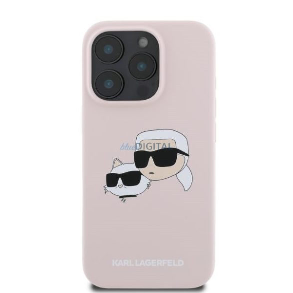 Karl Lagerfeld KLHMP16XSKCHPPLP Silicone Double Heads Print MagSafe keménytok iPhone 16 Pro Max - rózsaszín