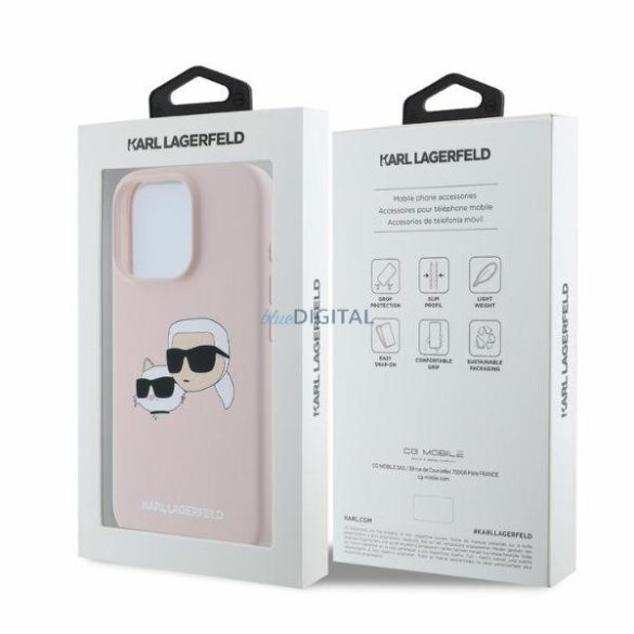 Karl Lagerfeld KLHMP16XSKCHPPLP Silicone Double Heads Print MagSafe keménytok iPhone 16 Pro Max - rózsaszín