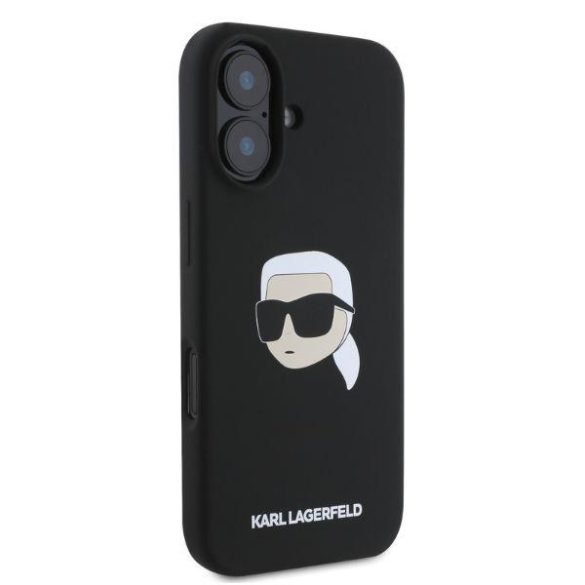 Karl Lagerfeld KLHMP16SSKHPPLK Silicone Karl Head Print MagSafe keménytok iPhone 16 - fekete