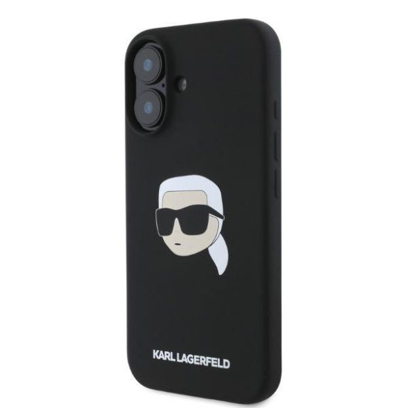 Karl Lagerfeld KLHMP16SSKHPPLK Silicone Karl Head Print MagSafe keménytok iPhone 16 - fekete