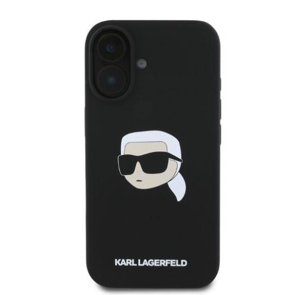 Karl Lagerfeld KLHMP16SSKHPPLK Silicone Karl Head Print MagSafe keménytok iPhone 16 - fekete