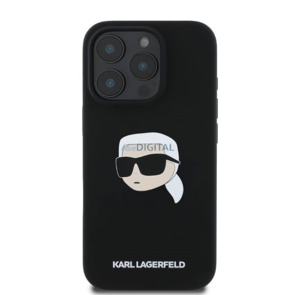 Karl Lagerfeld KLHMP16LSKHPPLK Silicone Karl Head Print MagSafe keménytok iPhone 16 Pro - fekete