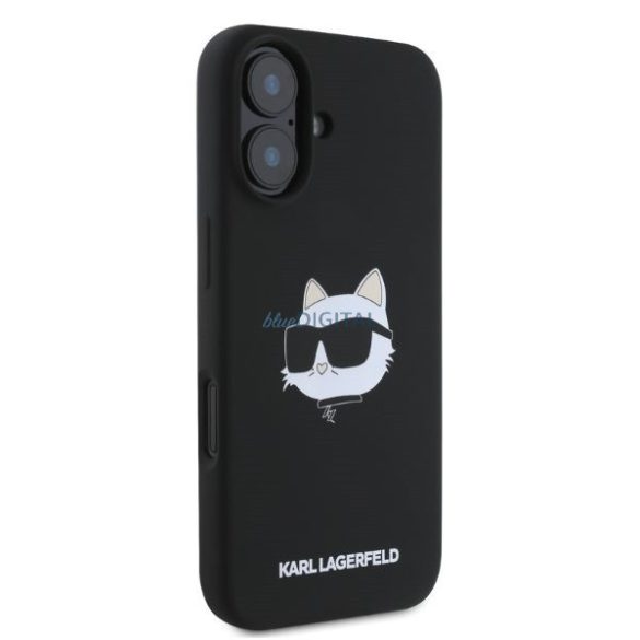 Karl Lagerfeld KLHMP16SSCHPPLK Silicone Choupette Head Print MagSafe keménytok iPhone 16 - fekete