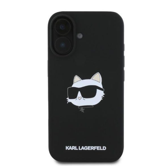 Karl Lagerfeld KLHMP16SSCHPPLK Silicone Choupette Head Print MagSafe keménytok iPhone 16 - fekete