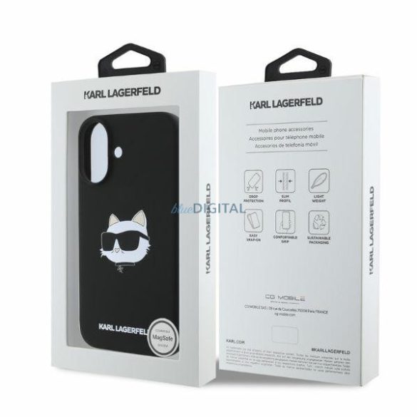 Karl Lagerfeld KLHMP16SSCHPPLK Silicone Choupette Head Print MagSafe keménytok iPhone 16 - fekete