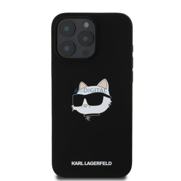 Karl Lagerfeld KLHMP16LSCHPPLK Silicone Choupette Head Print MagSafe keménytok iPhone 16 Pro - fekete