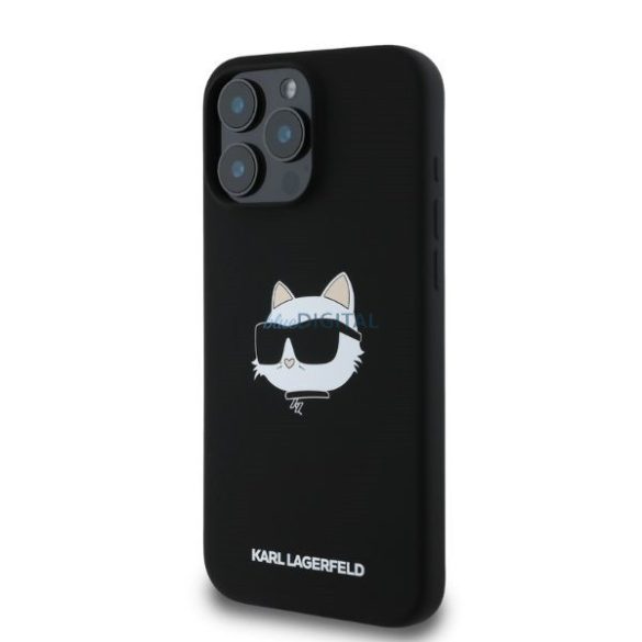 Karl Lagerfeld KLHMP16XSCHPPLK MagSafe Silicone Choupette Head Print keménytok iPhone 16 Pro Max - fekete