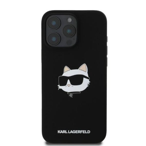 Karl Lagerfeld KLHMP16XSCHPPLK MagSafe Silicone Choupette Head Print keménytok iPhone 16 Pro Max - fekete