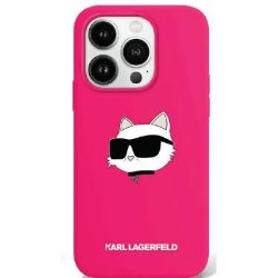   Karl Lagerfeld KLHMP16SSCHPPLF Silicone Choupette Head Print MagSafe keménytok iPhone 16 - rózsaszín