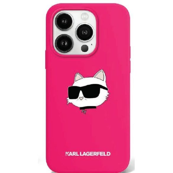 Karl Lagerfeld KLHMP16SSCHPPLF Silicone Choupette Head Print MagSafe keménytok iPhone 16 - rózsaszín