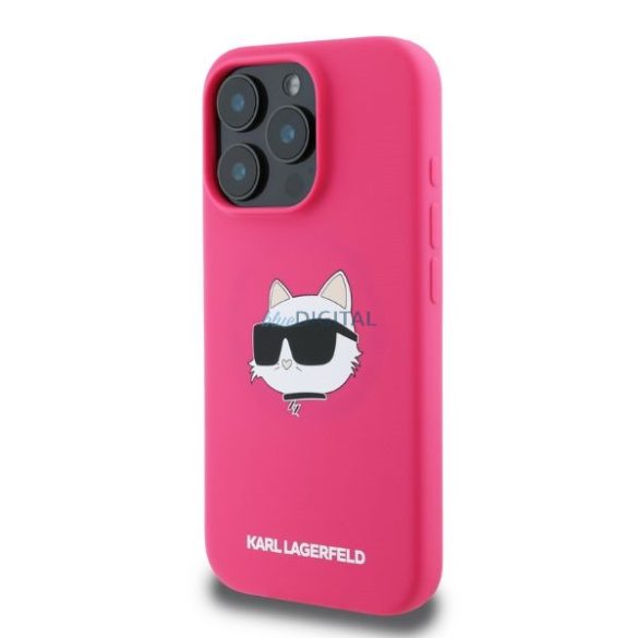 Karl Lagerfeld KLHMP16LSCHPPLF Silicone Choupette Head Print MagSafe keménytok iPhone 16 Pro - rózsaszín