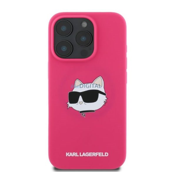 Karl Lagerfeld KLHMP16LSCHPPLF Silicone Choupette Head Print MagSafe keménytok iPhone 16 Pro - rózsaszín