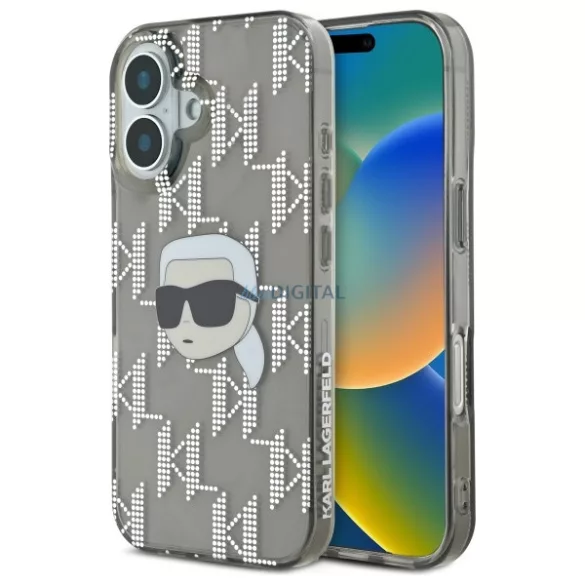 Karl Lagerfeld KLHCP16SHKLPKHK IML Karl Head Electroplated keménytok iPhone 16 - fekete