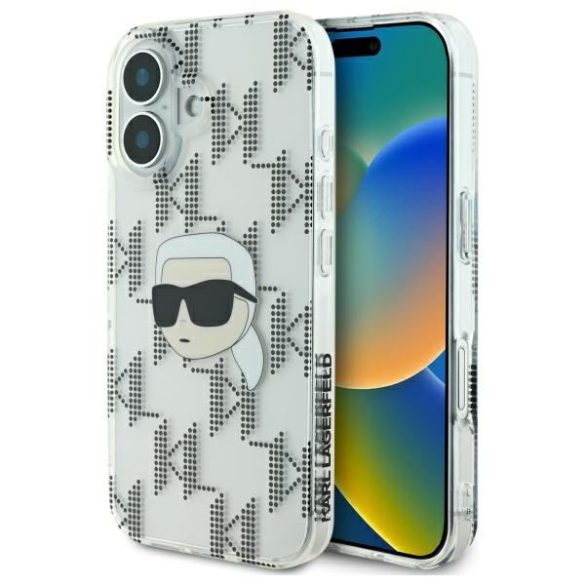 Karl Lagerfeld KLHCP16SHKLPKHT IML Karl Head Electroplated keménytok iPhone 16 - átlátszó