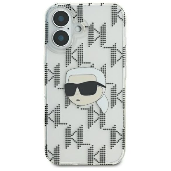 Karl Lagerfeld KLHCP16SHKLPKHT IML Karl Head Electroplated keménytok iPhone 16 - átlátszó