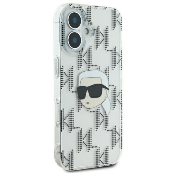 Karl Lagerfeld KLHCP16SHKLPKHT IML Karl Head Electroplated keménytok iPhone 16 - átlátszó