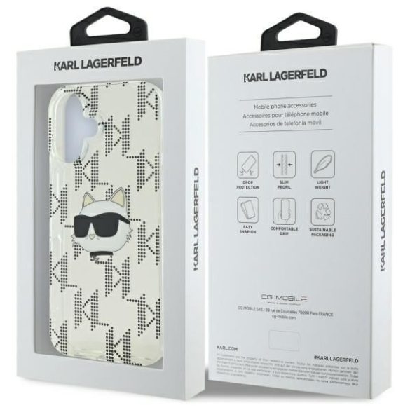 Karl Lagerfeld KLHCP16SHKLPCHT IML Choupette Head Electroplated keménytok iPhone 16 - átlátszó