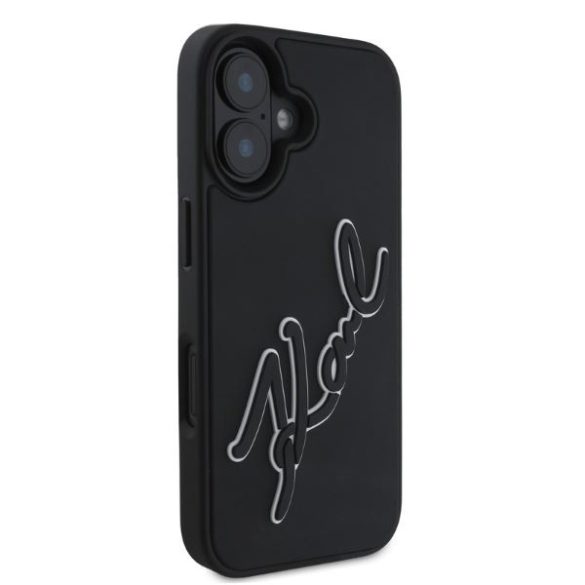 Karl Lagerfeld KLHCP16S3DRKSDLK 3D Rubber Signature keménytok iPhone 16 - fekete