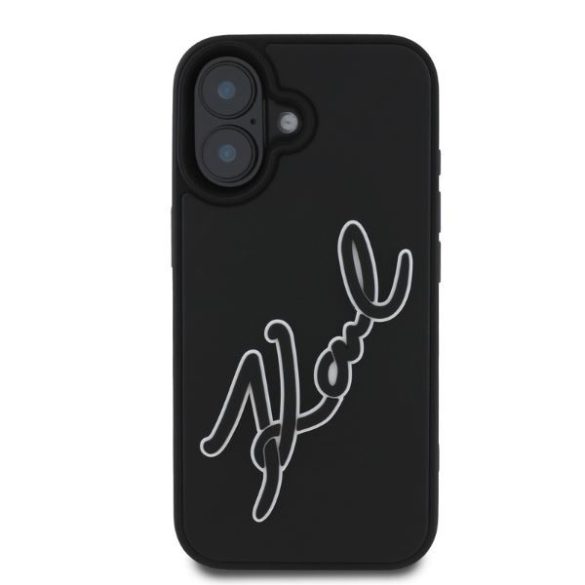 Karl Lagerfeld KLHCP16S3DRKSDLK 3D Rubber Signature keménytok iPhone 16 - fekete