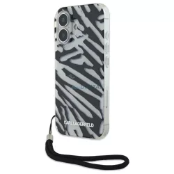   Karl Lagerfeld KLHCP16SHZBPKCCK IML Zebra Pattern & Cord keménytok iPhone 16 - fekete