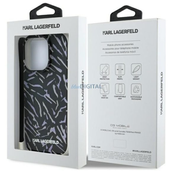 Karl Lagerfeld KLHCP16LHZBPKCCU Zebra With Cord tok iPhone 16 Pro - lila