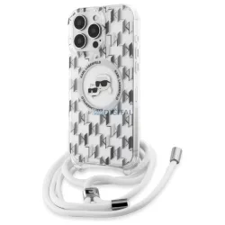   Karl Lagerfeld KLHMP16LHCKCKLCT IML Crossbody Monogram Karl & Choupette Head MagSafe-kompatibilis keménytok iPhone 16 Pro - átlátszó