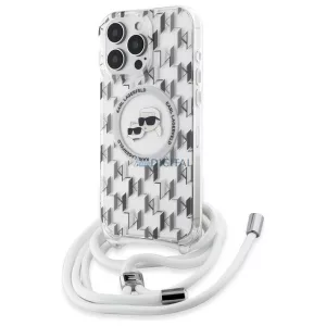 Karl Lagerfeld KLHMP16XHCKCKLCT IML Crossbody Monogram Karl & Choupette Head MagSafe-kompatibilis keménytok iPhone 16 Pro Max - átlátszó
