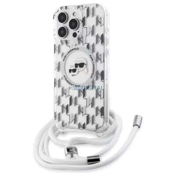 Karl Lagerfeld KLHMP16XHCKCKLCT IML Crossbody Monogram Karl & Choupette Head MagSafe-kompatibilis keménytok iPhone 16 Pro Max - átlátszó