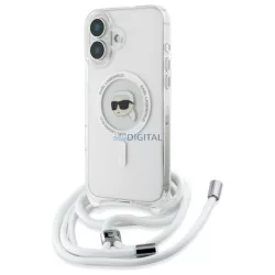   Karl Lagerfeld KLHMP16SHCKHNT Crossbody IML Karl Head MagSafe-kompatibilis keménytok iPhone 16 - átlátszó