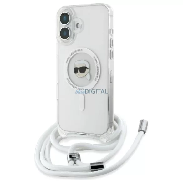 Karl Lagerfeld KLHMP16SHCKHNT Crossbody IML Karl Head MagSafe-kompatibilis keménytok iPhone 16 - átlátszó