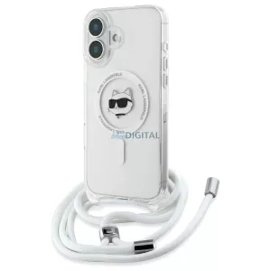 Karl Lagerfeld KLHMP16SHCCHNT IML Choupette Head & Cord MagSafe-kompatibilis keménytok iPhone 16 - átlátszó