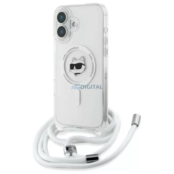 Karl Lagerfeld KLHMP16SHCCHNT IML Choupette Head & Cord MagSafe-kompatibilis keménytok iPhone 16 - átlátszó