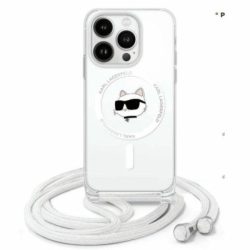   Karl Lagerfeld KLHMP16LHCCHNT IML Choupette Head & Cord MagSafe-kompatibilis keménytok iPhone 16 Pro - átlátszó