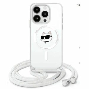 Karl Lagerfeld KLHMP16LHCCHNT IML Choupette Head & Cord MagSafe-kompatibilis keménytok iPhone 16 Pro - átlátszó
