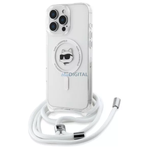 Karl Lagerfeld KLHMP16LHCCHNT IML Choupette Head & Cord MagSafe-kompatibilis keménytok iPhone 16 Pro - átlátszó