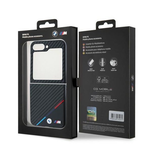 BMW BMHCZF623PUDTK Carbon Tricolor tok Samsung Galaxy Z Flip6 F741 - fekete