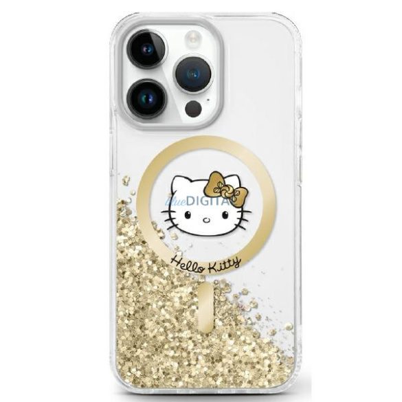 Hello Kitty HKHMP16SLGDIH Liquid Glitter Fever MagSafe-kompatibilis keménytok iPhone 16 - fehér