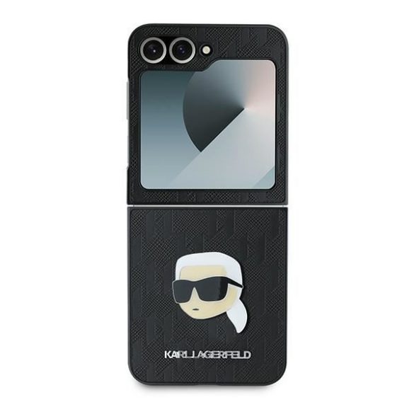 Karl Lagerfeld KLHCZF6PGKSKIHK Saffiano Monogram tok Samsung Galaxy Z Flip6 F741 - fekete